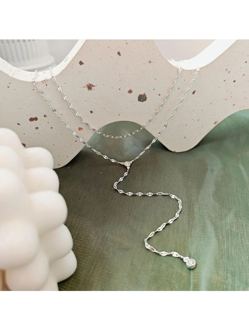 Silver Y-Drop Layered Necklace - Elegant Women Jewelry